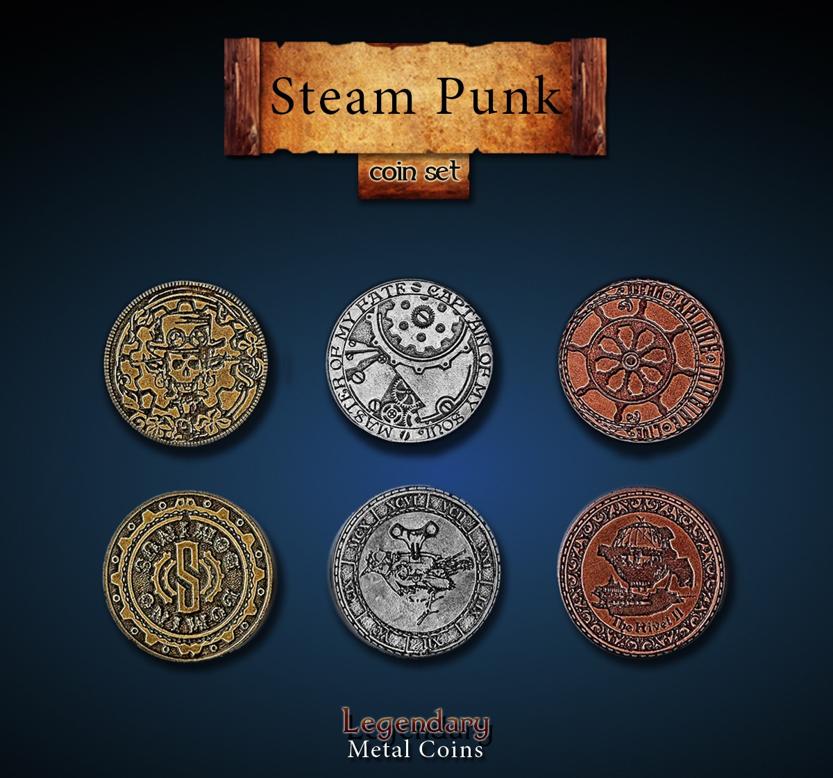 Steampunk Coin Set Legendary Metal Coins