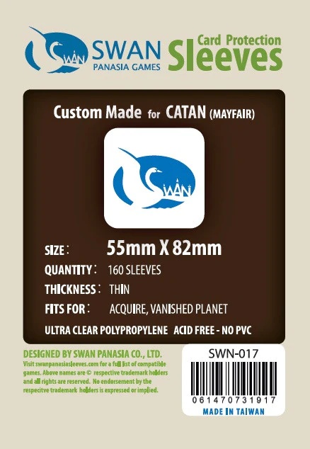 Swan Card Sleeves: 55x82 mm Catan -160 per pack