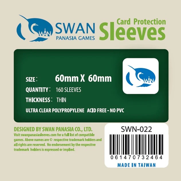 Swan Card Sleeves: 60x60mm 160 per pack