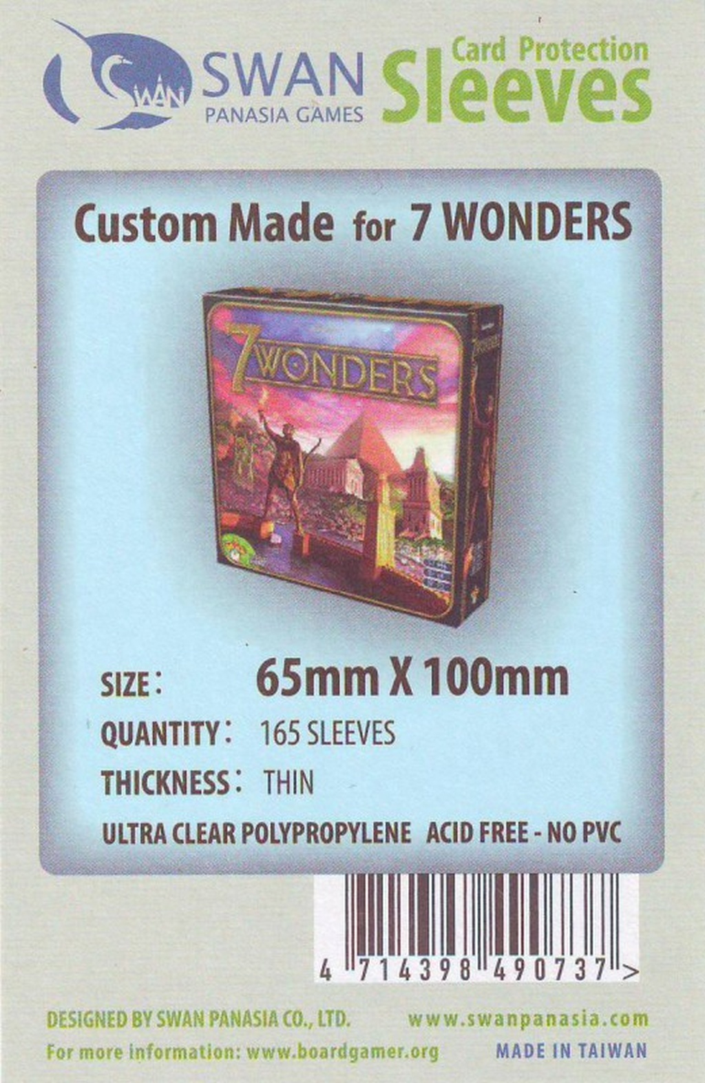 Swan Card Sleeves: 65x100 mm 7 Wonders -165 per pack