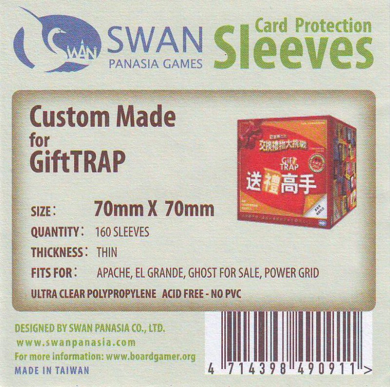 Swan Card Sleeves: 70x70 mm Power Grid GiftTRAP..etc -150 per pack