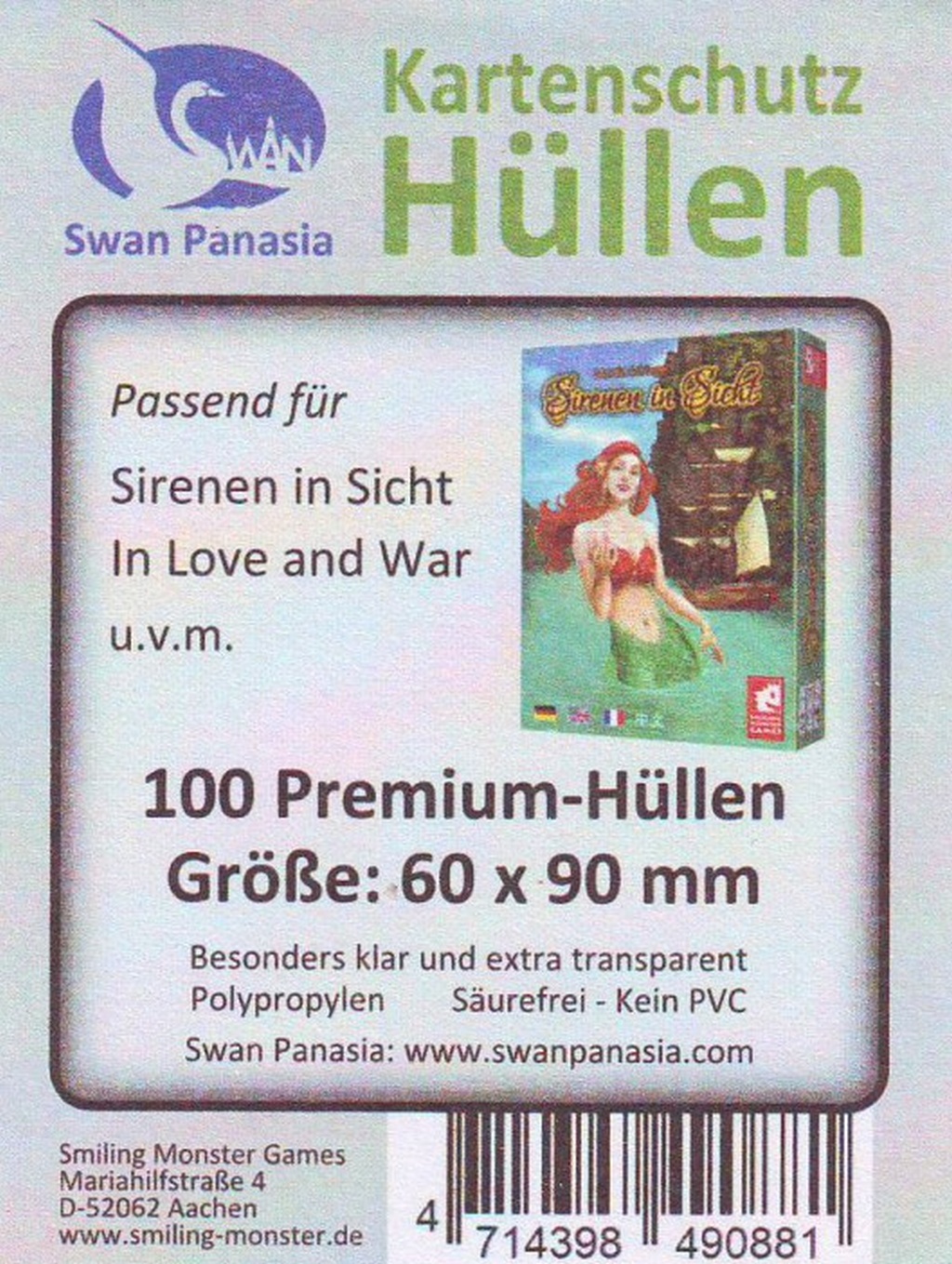 Swan Premium Card Sleeves: 60x90 mm Chimera-100 per pack