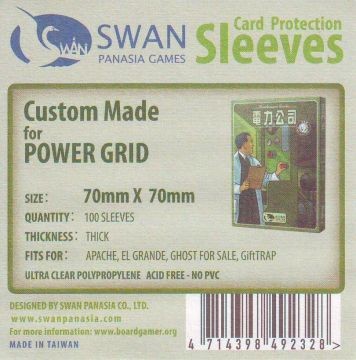 Swan Premium Thick Card Sleeves: 70x70 mm Power Grid GiftTRAP..etc -100 per pack