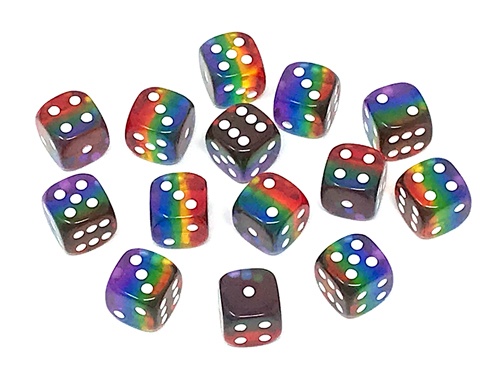 Transparent D6 Rainbow Dice (16mm) - Individual Dice,