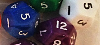 White twelve sided dice D12