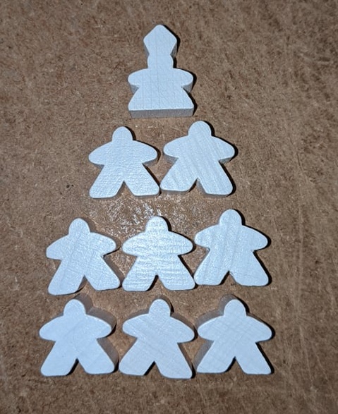 White Carcassonne Extra Player Set 8 meeples and an Abbot