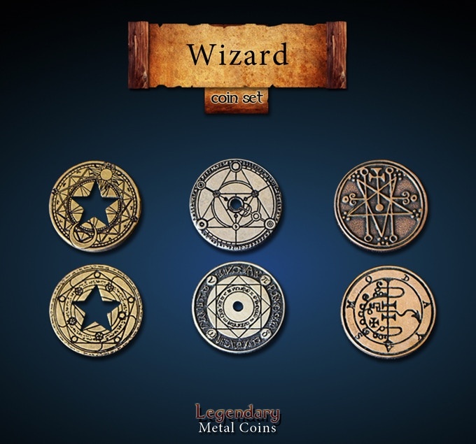 Wizard Coin Set Legendary Metal Coins