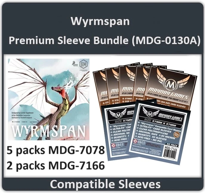 Wyrmspan Compatible Mayday Games Premium sleeves bundle (MDG7078x5, MDG7166x2)